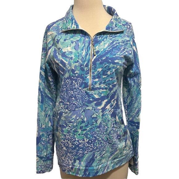 Lilly Pulitzer Skipper Popover Blue Turquoise Pullover Size Small - Picture 1 of 10